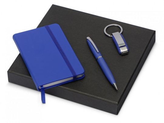 Набор с блокнотом, ручкой и брелком Busy, синий, арт. 024057603