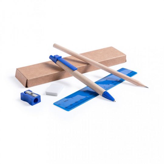 Набор GABON из 5 предметов в картонной коробке зеленый — ручка,карандаш,точилка,ластик, линейка
