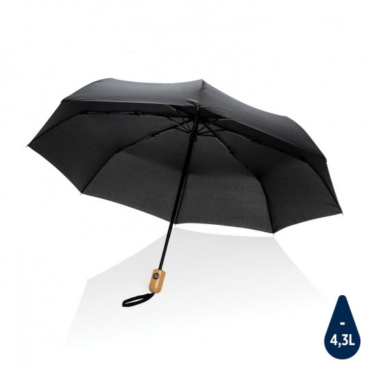 Автоматический зонт Impact из RPET AWARE™ с бамбуковой ручкой, d94 см, арт. 024148406