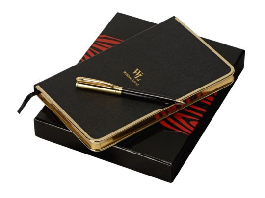 Набор: записная книжка, ручка William Lloyd , черный/золотистый, арт. 024330503