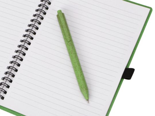 Блокнот А5 Toledo M, зеленый + ручка шариковая Pianta из пшеничной соломы, зеленый (А5), арт. 024402203