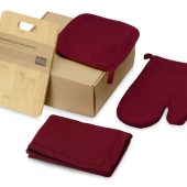 Подарочный набор с разделочной доской, фартуком, прихваткой, бордовый, арт. 024403103