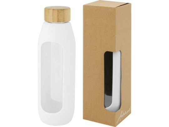 Tidan Бутылка из боросиликатного стекла объемом 600 мл с силиконовым держателем, белый, арт. 024379003