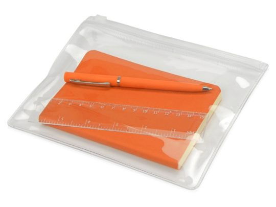 Набор канцелярский Softy: блокнот, линейка, ручка, пенал, оранжевый, арт. 024342003