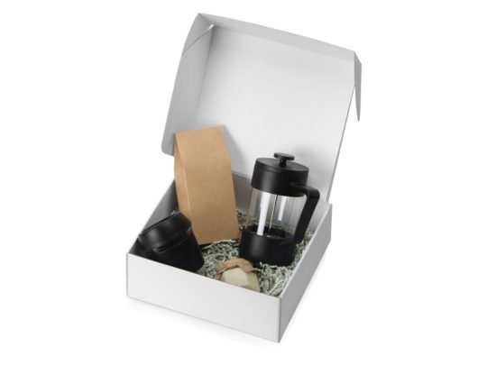 Подарочный набор с кофе, кружкой и френч-прессом Бодрое утро, черный, арт. 024375003