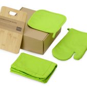 Подарочный набор с разделочной доской, фартуком, прихваткой, зеленое яблоко, арт. 024403203