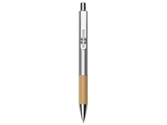 Ручка металлическая шариковая Sleek, серебристый/бамбук, арт. 024351303