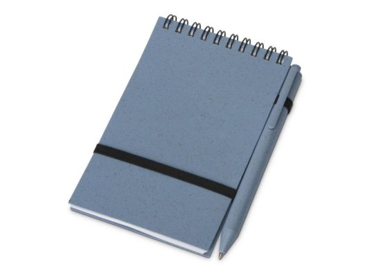Блокнот B7 Toledo S, синий + ручка шариковая Pianta из пшеничной соломы, синий (В7), арт. 024402003