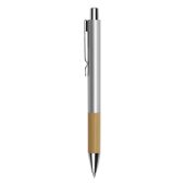 Ручка металлическая шариковая Sleek, серебристый/бамбук, арт. 024351303