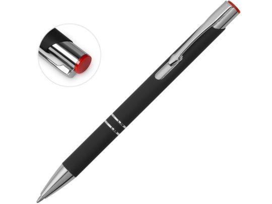 Ручка металлическая шариковая Legend Mirror Gum софт-тач с цветным слоем, черный / красный, арт. 024512003