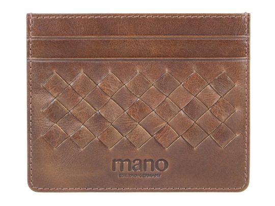 Портмоне для кредитных карт Mano Don Luca, натуральная кожа в коньячном цвете, 10,3 х 8,3 см, арт. 024781003
