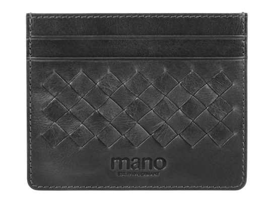 Портмоне для кредитных карт Mano Don Luca, натуральная кожа в черном цвете, 10,3 х 8,3 см, арт. 024781103