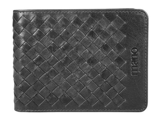 Бумажник Mano Don Luca, натуральная кожа в черном цвете, 12,5 х 9,7 см, арт. 024780303