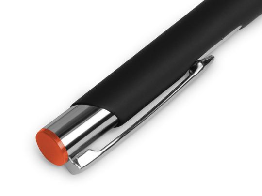 Ручка металлическая шариковая Legend Mirror Gum софт-тач с цветным слоем, черный / оранжевый, арт. 024512103