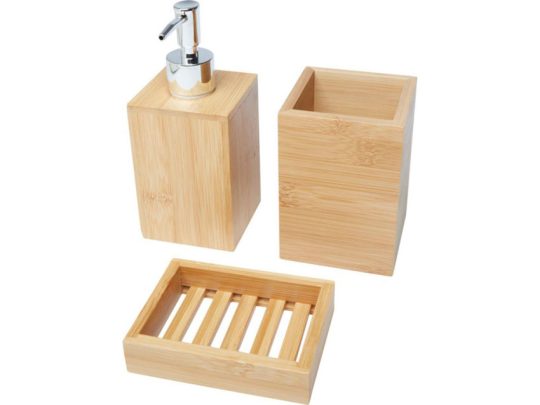 Набор из 3 аксессуаров из бамбука для ванной комнаты Hedon, natural, арт. 024752303