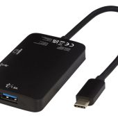 ADAPT Алюминиевый мультимедийный переходник Type-C (USB-A/Type-C/HDMI), черный, арт. 024692403