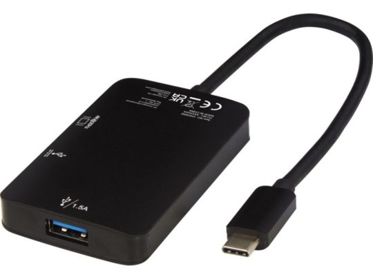 ADAPT Алюминиевый мультимедийный переходник Type-C (USB-A/Type-C/HDMI), черный, арт. 024692403