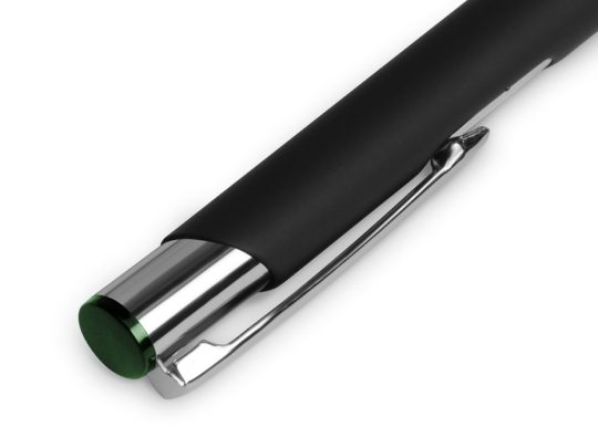 Ручка металлическая шариковая Legend Mirror Gum софт-тач с цветным слоем, черный / зеленый, арт. 024512303