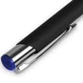 Ручка металлическая шариковая Legend Mirror Gum софт-тач с цветным слоем, черный / синий, арт. 024512203