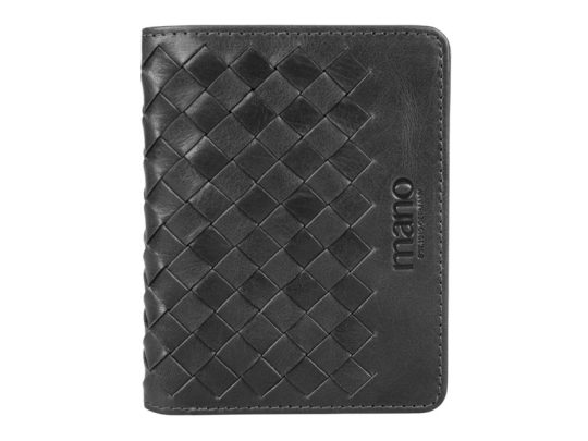 Портмоне для кредитных карт Mano Don Luca, натуральная кожа в черном цвете, 8,5 х 11 см, арт. 024780903