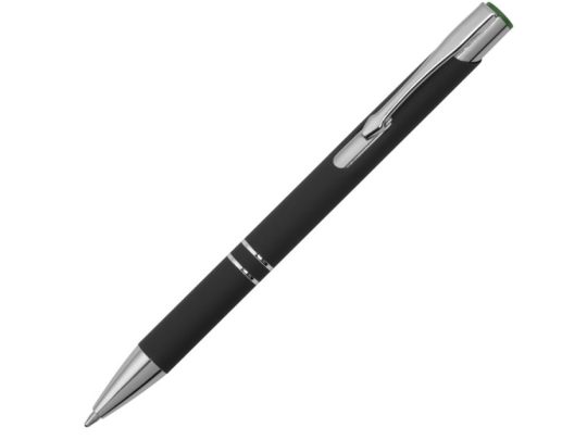 Ручка металлическая шариковая Legend Mirror Gum софт-тач с цветным слоем, черный / зеленый, арт. 024512303