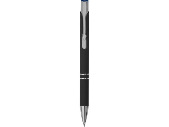 Ручка металлическая шариковая Legend Mirror Gum софт-тач с цветным слоем, черный / синий, арт. 024512203