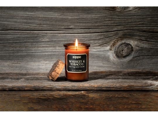 Ароматизированная свеча ZIPPO Whiskey & Tobacco, воск/хлопок/кора древесины/стекло, 70×100 мм, арт. 025086703