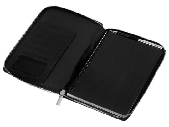 Бизнес-блокнот на молнии А5 Fabrizio с RFID защитой и ручкой, черный, арт. 025174803
