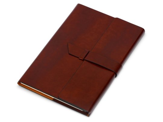 Бизнес-блокнот А5 с клапаном Fabrizio с ручкой, коричневый, арт. 025175203