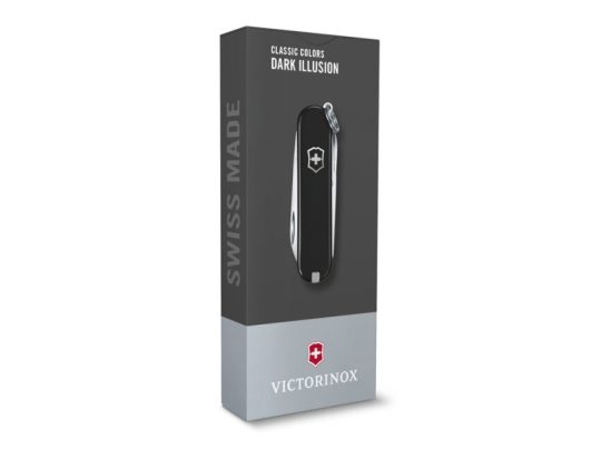 Нож-брелок VICTORINOX Classic SD Colors Dark Illusion, 58 мм, 7 функций, чёрный, арт. 025252403