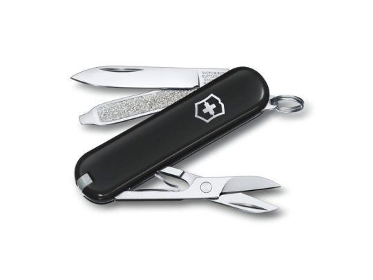 Нож-брелок VICTORINOX Classic SD Colors Dark Illusion, 58 мм, 7 функций, чёрный, арт. 025252403