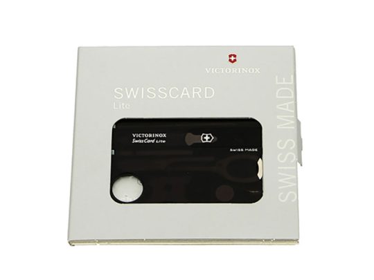 Швейцарская карточка VICTORINOX SwissCard Lite, 13 функций, полупрозрачная чёрная, арт. 025237403