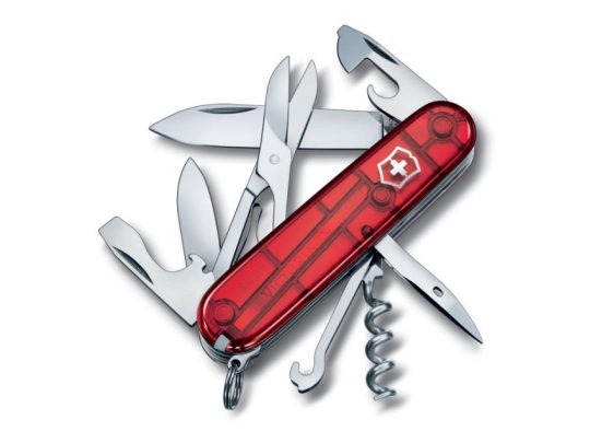 Нож перочинный VICTORINOX Climber, 91 мм, 14 функций, полупрозрачный красный, арт. 025249203