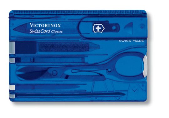 Швейцарская карточка VICTORINOX SwissCard Classic, 10 функций, полупрозрачная синяя, арт. 025254303
