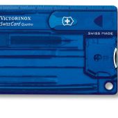 Швейцарская карточка VICTORINOX SwissCard Quattro, 14 функций, полупрозрачная синяя, арт. 025253803
