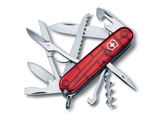 Нож перочинный VICTORINOX Huntsman, 91 мм, 15 функций, полупрозрачный красный, арт. 025248603