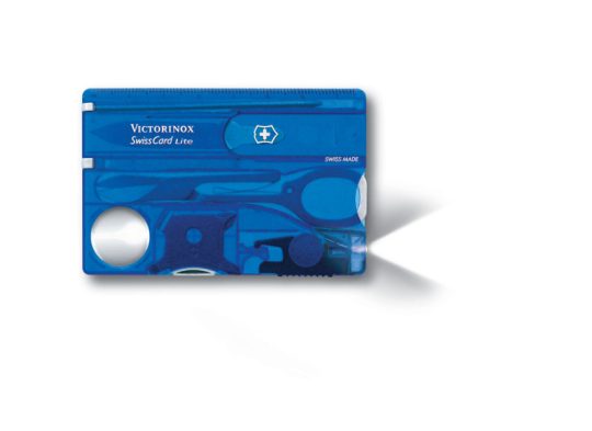 Швейцарская карточка VICTORINOX SwissCard Lite, 13 функций, полупрозрачная синяя, арт. 025237603