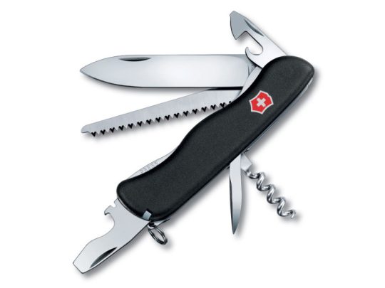 Нож перочинный VICTORINOX Forester, 111 мм, 12 функций, с фиксатором лезвия, чёрный, арт. 025250603