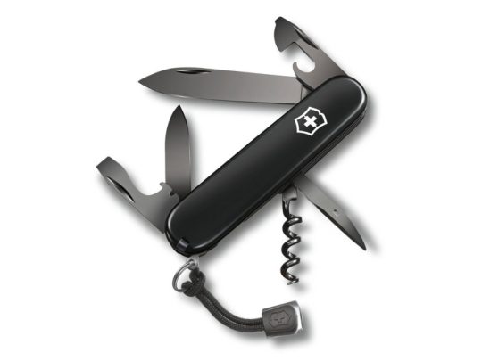 Нож перочинный VICTORINOX Spartan Onyx Black, 91 мм, 12 функций, чёрный, со шнурком в комплекте, арт. 025251903