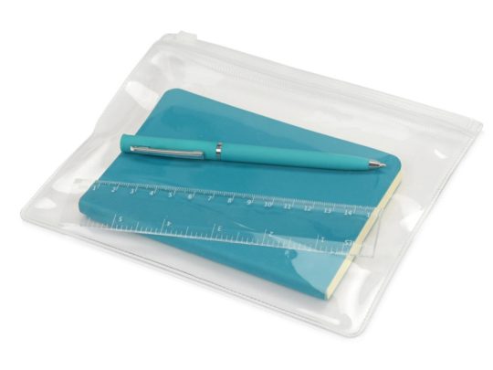 Набор канцелярский Softy: блокнот, линейка, ручка, пенал, голубой, арт. 025104803