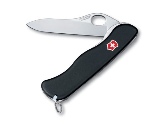 Нож перочинный VICTORINOX Sentinel One Hand, 111 мм, 4 функции, с фиксатором лезвия, чёрный, арт. 025250403