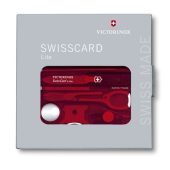 Швейцарская карточка VICTORINOX SwissCard Lite, 13 функций, полупрозрачная красная, арт. 025237503