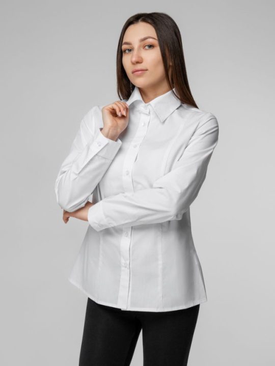 Рубашка женская с длинным рукавом Collar, белая, размер 62; 158-164