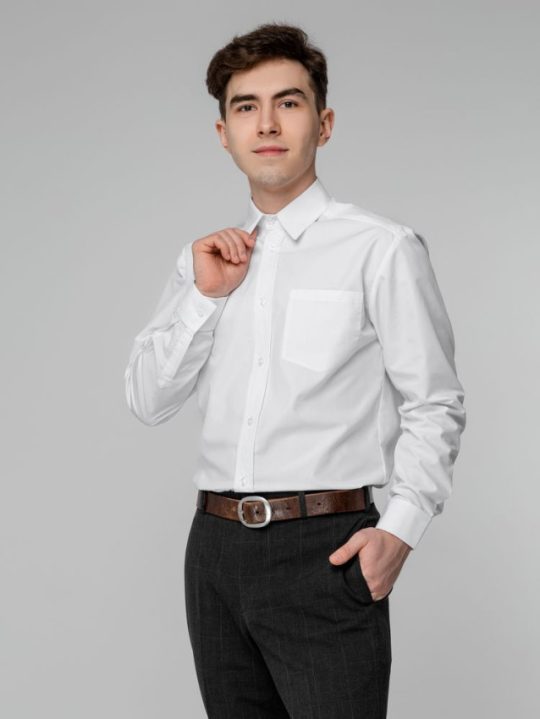 Рубашка мужская с длинным рукавом Collar, белая, размер 70; 182