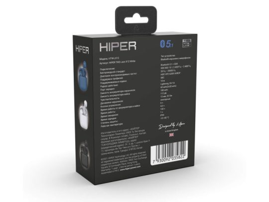Беспроводные наушники HIPER TWS Lazo X12 White (HTW-LX12) Bluetooth 5.1 гарнитура, Белый, арт. 025360203