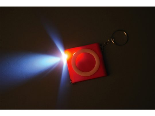 Брелок-рулетка с фонариком, 1 м., красный/белый (1м), арт. 025457603
