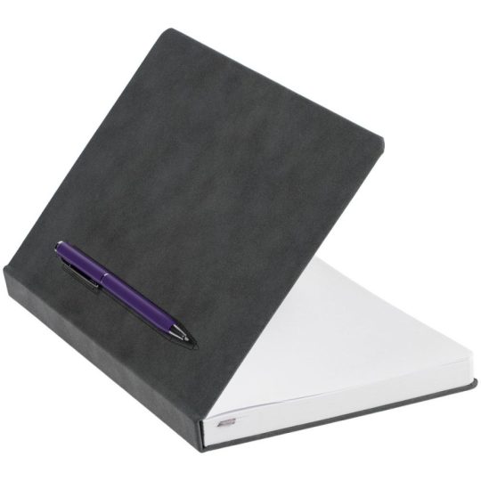 Ежедневник Magnet Chrome с ручкой, серый с фиолетовым