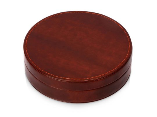 Винный набор в круглой PU коробке, коричневый, арт. 025507303
