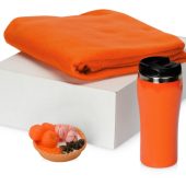 Подарочный набор с пледом, мылом и термокружкой, оранжевый, арт. 025508203