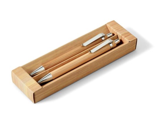 GREENY. Набор шариковой ручки и механического карандаша из бамбука, Натуральный, арт. 025716903